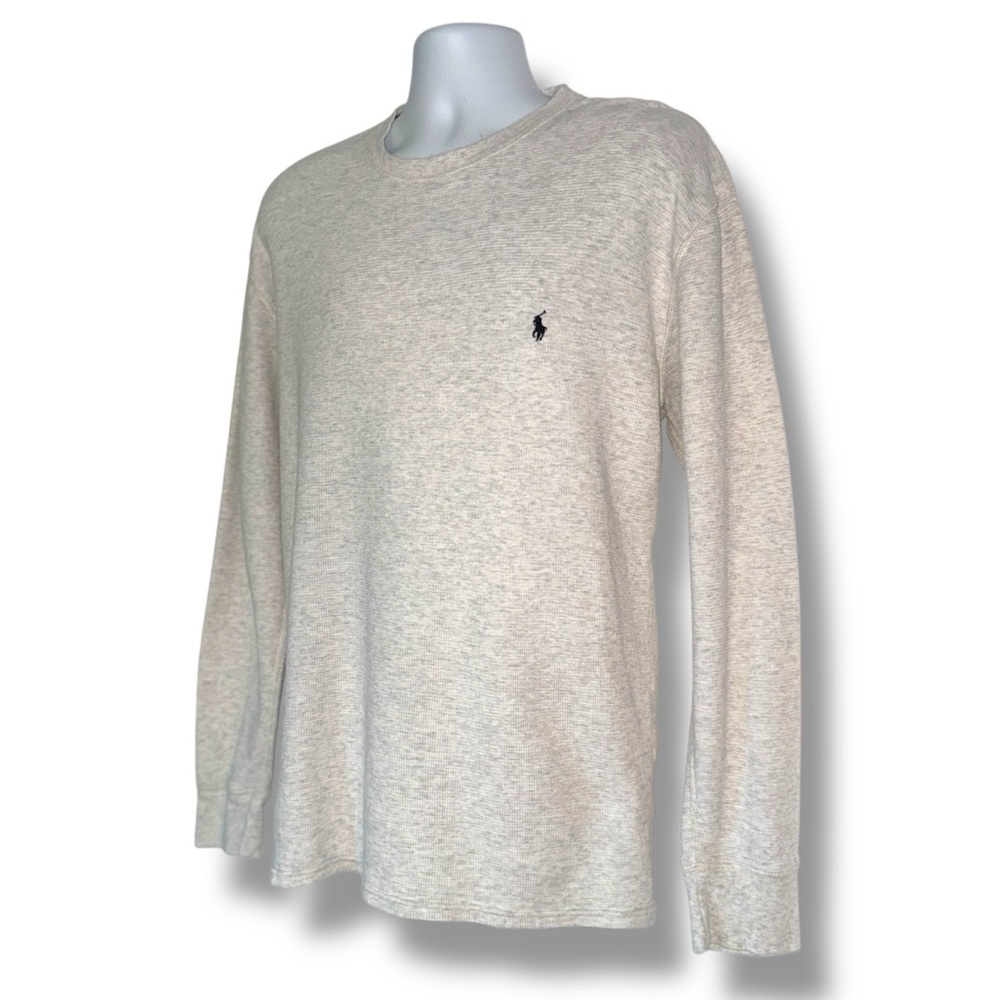 Polo Ralph Lauren Waffle Knit Long Sleeve Shirt XL Gray Cotton Crewneck